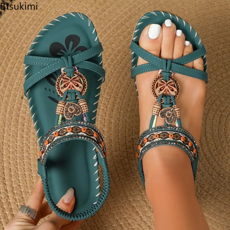Ethnic And Fashion - Women Bohemian Sandals Outdoor Beach Dress