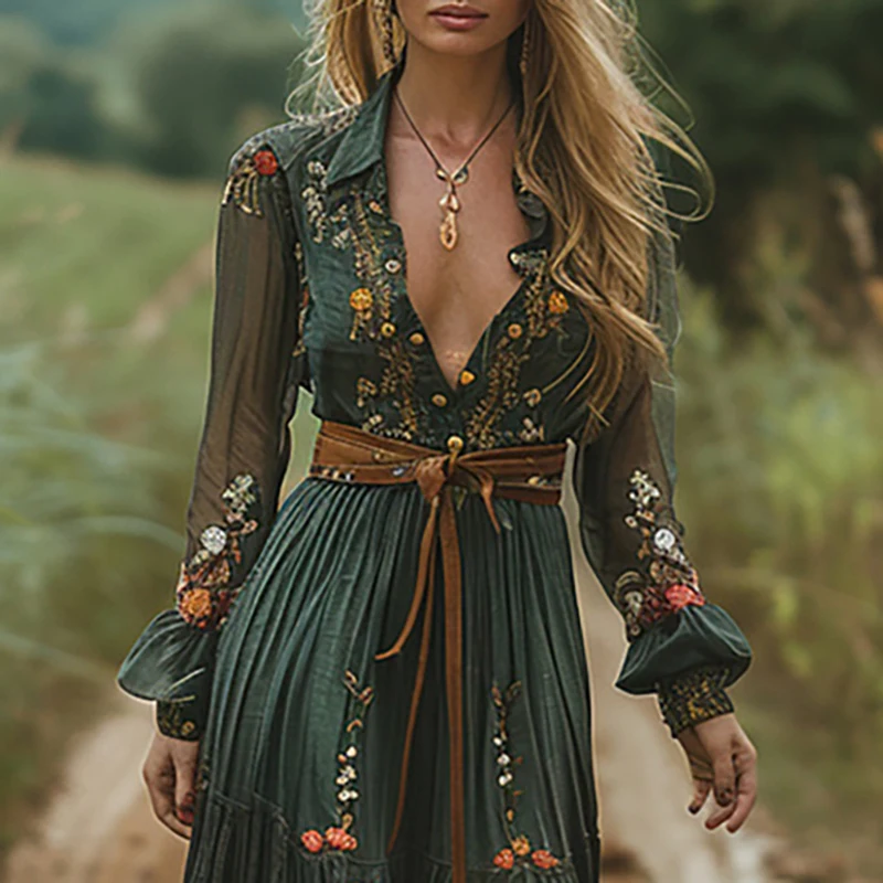 Ethnic Fashion Floral Print Vi - Kaftan Women Boho 评论和价格
