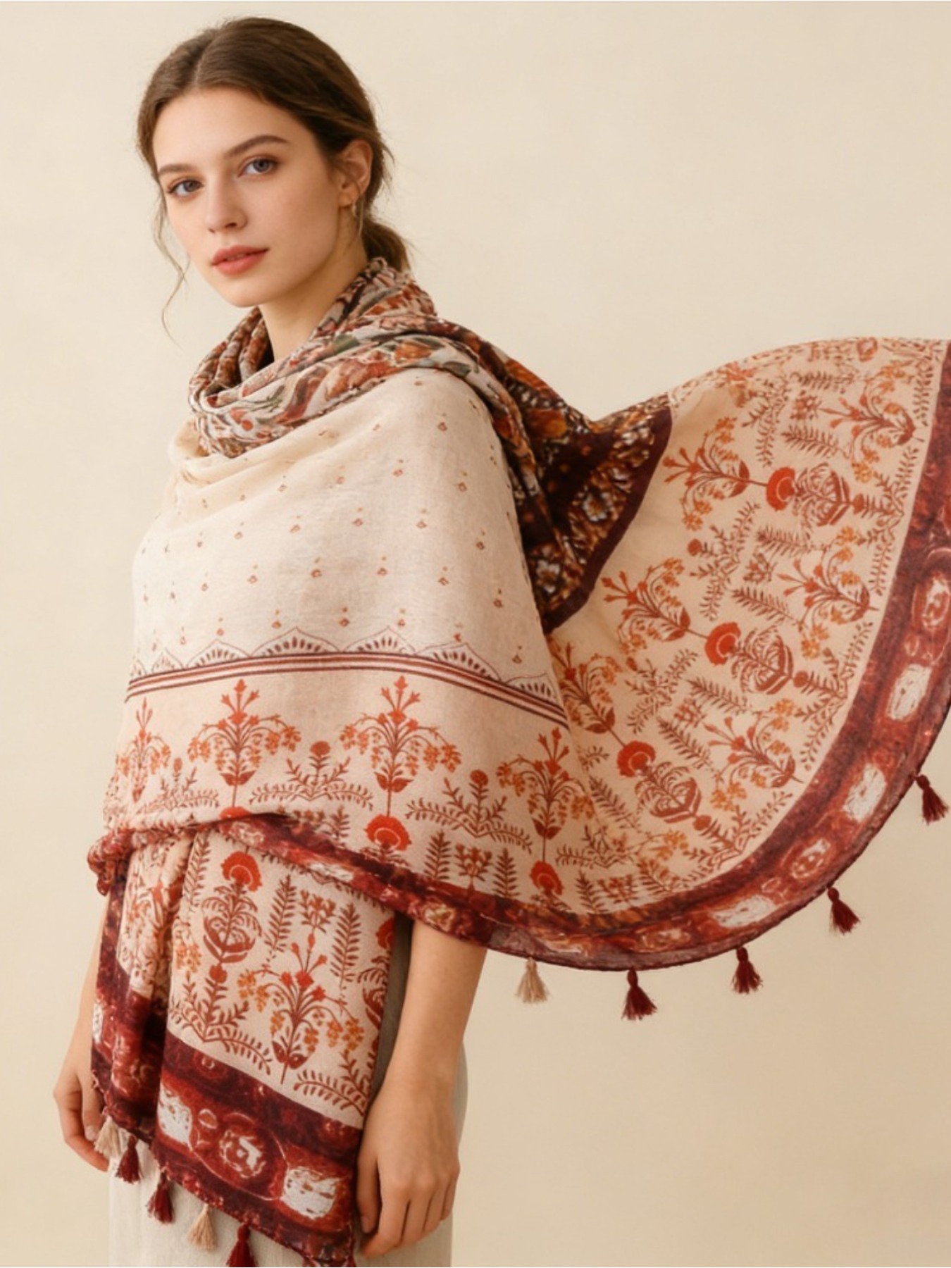 1Pc French retro printing atmo - Go Ethnic Fashion 评论和价格