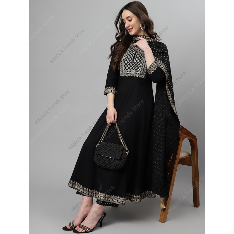 Indian Pakistani Women Black R - Salwar Kameez Set 评论和价格