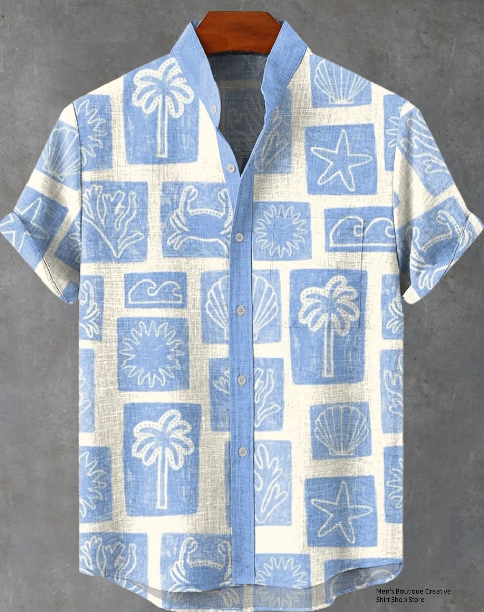 New Linen Men's 3D Ethnic Patt - Ethnic Fast Fashion 评论和价格