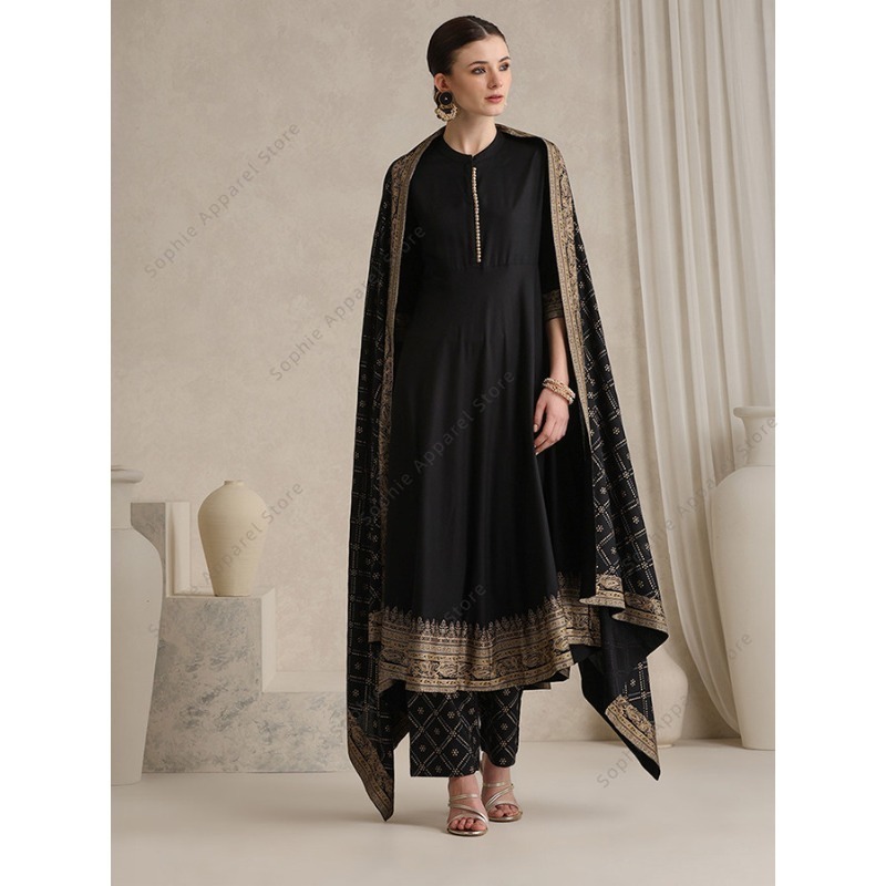 Elegant Black Indian Salwar Ka - Salwar Kameez Set 评论和价格